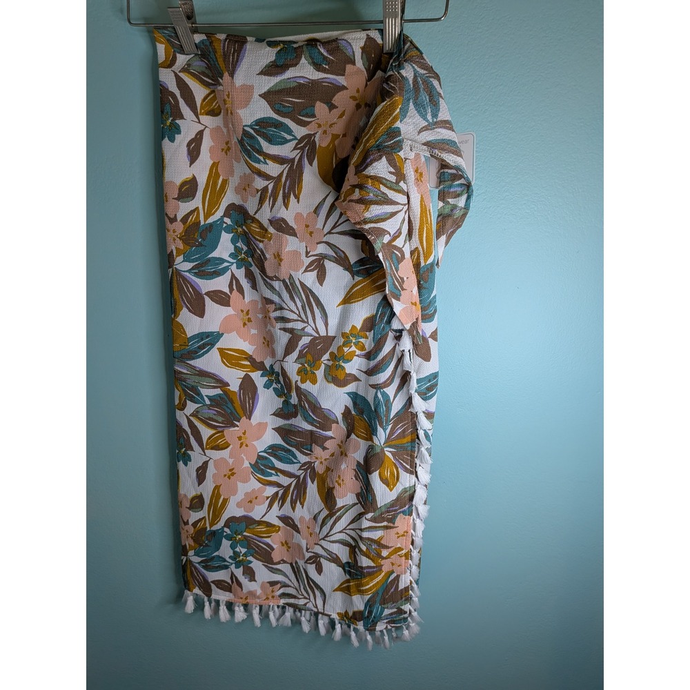 Freshwater Floral Sarong Swim Cover Up Tassel Fringe‎ Multi-Way O/S XA21CB45RP